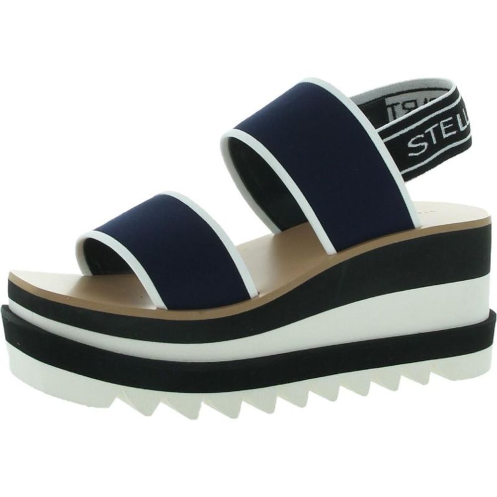 Stella McCartney Womens Navy Stretch Nylon Platform Sandals Shoes